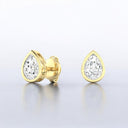 Bezel Set Pear-Shaped Lab Grown Diamond Stud Earrings in 14kt Yellow Gold