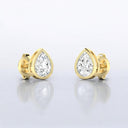 Bezel Set Pear-Shaped Lab Grown Diamond Stud Earrings in 14kt Yellow Gold