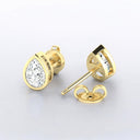 Bezel Set Pear-Shaped Lab Grown Diamond Stud Earrings in 14kt Yellow Gold