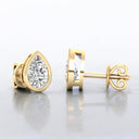 Bezel Set Pear-Shaped Lab Grown Diamond Stud Earrings in 14kt Yellow Gold