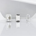 Bezel Set Emerald Cut Lab Grown Diamond Stud Earrings in 14kt White Gold