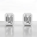 Bezel Set Emerald Cut Lab Grown Diamond Stud Earrings in 14kt White Gold
