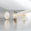 Bezel Set Marquise Lab Grown Diamond Stud Earrings in 14kt Rose Gold