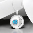 Blue Topaz Circle Pendant in 925 Sterling Silver