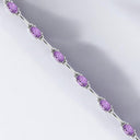 Oval Amethyst Line Bracelet in 925 Sterling Silver