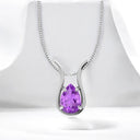 Pear Shaped Amethyst Pendant in 925 Sterling Silver