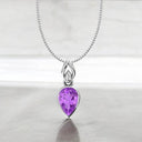 Bezel Set Pear Shaped Amethyst Pendant in 925 Sterling Silver