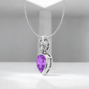 Bezel Set Pear Shaped Amethyst Pendant in 925 Sterling Silver