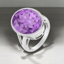 Bezel Set Oval Amethyst Statement Ring in 925 Sterling Silver
