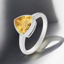 Bezel Set Trillion Citrine Solitaire Ring in 925 Sterling Silver