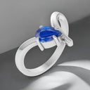 Pear Shaped Kyanite Chevron Ring in 925 Sterling Silver