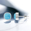 Cushion Cabochon Larimar Stud Earrings in 925 Sterling Silver