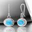 Bezel Set Oval Larimar Earrings in 925 Sterling Silver