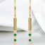 Emerald and Diamond Bar Earrings in 14kt Yellow Gold