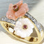 Pink Tourmaline and Mother-of-Pearl Ring in 14kt Yellow Gold