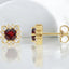 5.0 mm Garnet and Diamond Halo Earrings in 14kt Yellow Gold