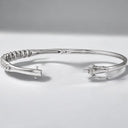 Brazalete tipo esclava con bisagras y eslabones de cadena de 5,8 mm en plata de ley 925