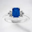 Emerald Cut Blue Sapphire Ring in Platinum