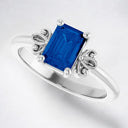 Emerald Cut Blue Sapphire Ring in Platinum