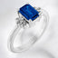 Emerald Cut Blue Sapphire Ring in Platinum