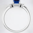 Emerald Cut Blue Sapphire Ring in Platinum