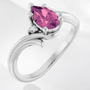 Pear Shaped Pink Tourmaline and Diamond Accent Ring in Platinum