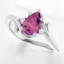 Pear Shaped Pink Tourmaline and Diamond Accent Ring in Platinum