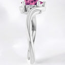 Pear Shaped Pink Tourmaline and Diamond Accent Ring in Platinum