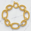 Twisted Oval Link Diamond Bracelet in 14kt Yellow Gold
