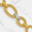 Twisted Oval Link Diamond Bracelet in 14kt Yellow Gold