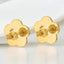 Teal Mother of Pearl Flower Stud Earrings in 14kt Yellow Gold