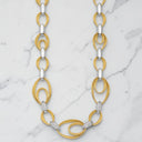 Textured and Diamond Link Necklace in Two-Tone 18kt Gold