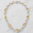 Textured and Diamond Link Necklace in Two-Tone 18kt Gold