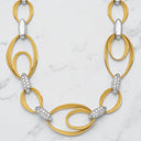 Textured and Diamond Link Necklace in Two-Tone 18kt Gold
