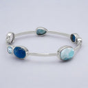 Multi-Stone Bangle Bracelet in 925 Sterling Silver