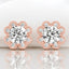 1.11 ctw Round Lab Grown Diamond Clover Stud Earrings in 14kt Rose Gold