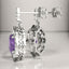 3.82 ctw Oval Amethyst Scalloped Halo Drop Earrings in 18kt White Gold