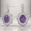 3.82 ctw Oval Amethyst Scalloped Halo Drop Earrings in 18kt White Gold