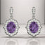 3.82 ctw Oval Amethyst Scalloped Halo Drop Earrings in 18kt White Gold