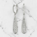 0.84 ctw Round Diamond Teardrop Dangle Earrings in 18kt White Gold