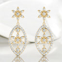0.52 ctw Round Diamond Flower Dangle Earrings in 18kt Yellow Gold