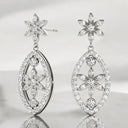 0.52 ctw Round Diamond Flower Dangle Earrings in 18kt White Gold