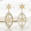 Aretes colgantes con forma de flor y diamantes redondos de 0,52 quilates en oro amarillo de 18 quilates