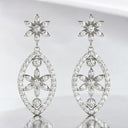 0.52 ctw Round Diamond Flower Dangle Earrings in 18kt White Gold