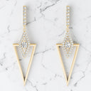 0.53 ctw Round Diamond Triangular Dangle Earrings in 18kt Yellow Gold