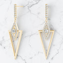 0.53 ctw Round Diamond Triangular Dangle Earrings in 18kt Yellow Gold