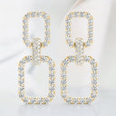 2.06 ctw Round Diamond Rectangular Link Drop Earrings in 18kt Yellow Gold