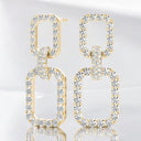2.06 ctw Round Diamond Rectangular Link Drop Earrings in 18kt Yellow Gold