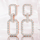 2.06 ctw Round Diamond Rectangular Link Drop Earrings in 18kt Rose Gold