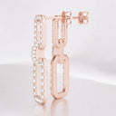 2.06 ctw Round Diamond Rectangular Link Drop Earrings in 18kt Rose Gold